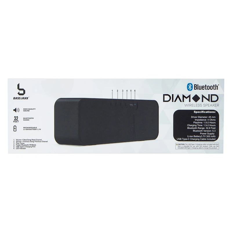Diamond Bluetooth® Wireless Speaker 6.7in x 2.4in