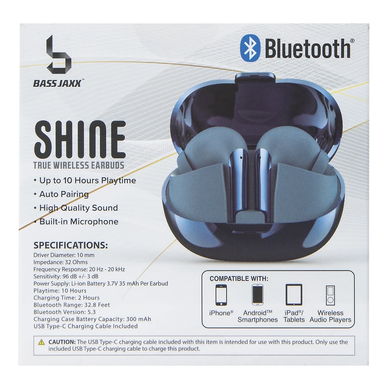Shine Chrome Bluetooth® Wireless Earbuds With Mic