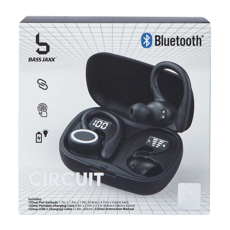 Water-Resistant Bluetooth® LED Earbuds With Microphone & Sport Hooks