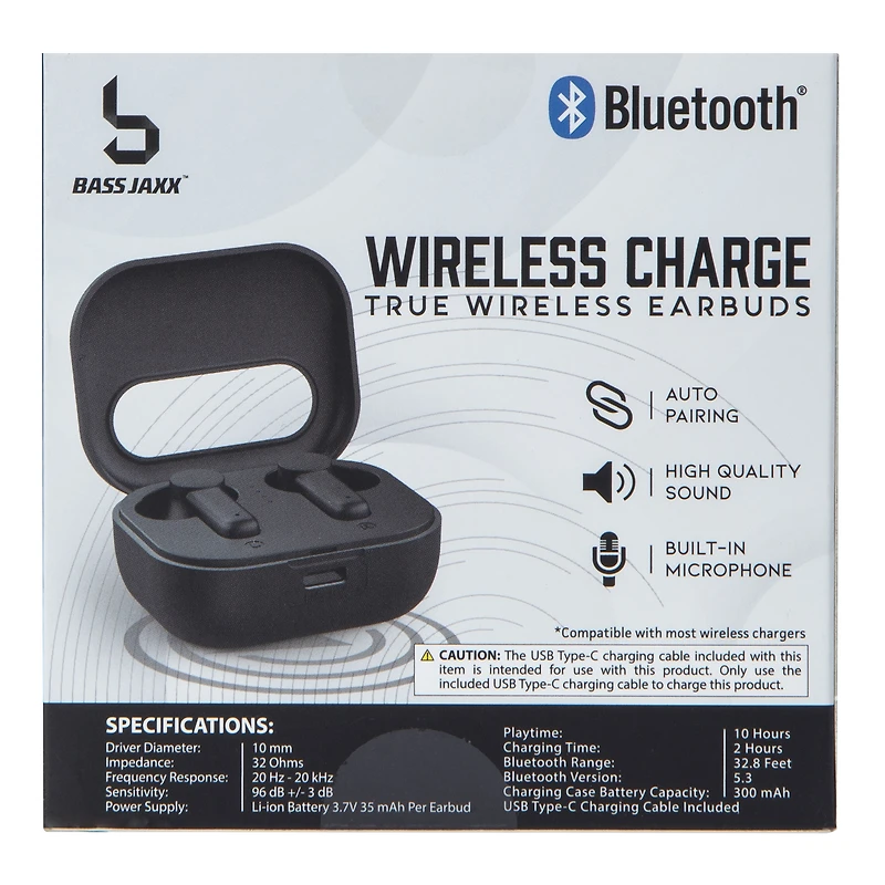 Wireless Charge Bluetooth® Earbuds With Microphone