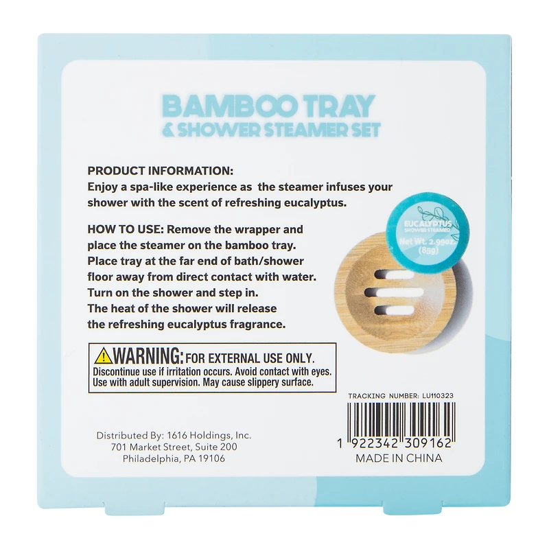 Bamboo Tray & Eucalyptus Shower Steamer Set 2-Piece