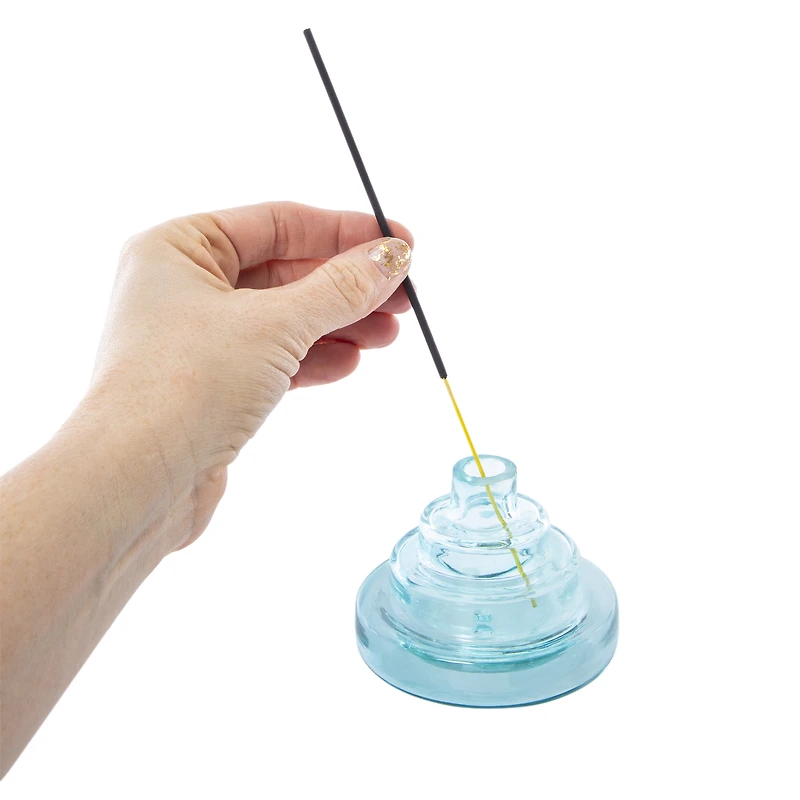 Round Glass Incense Holder Gift Set With 30 Sticks