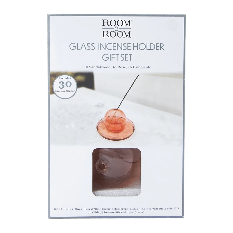 Glass Bubble Incense Holder & Dish Gift Set With 30 Incense Sticks