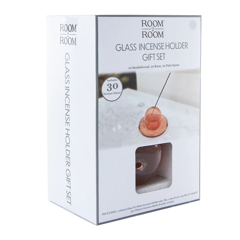 Glass Bubble Incense Holder & Dish Gift Set With 30 Incense Sticks
