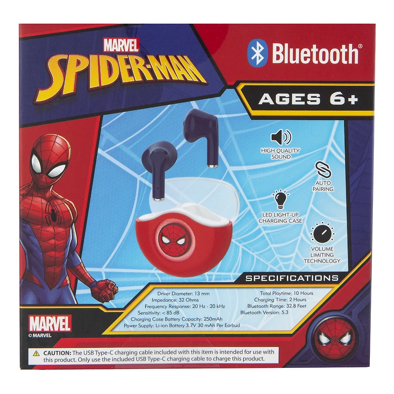 Spider-Man Kid-Safe Bluetooth® Earbuds