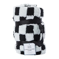 Jacquard Checkered Plush Throw Blanket 50in x 60in