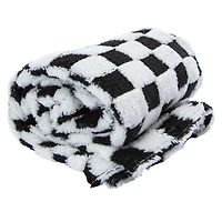 Jacquard Checkered Plush Throw Blanket 50in x 60in