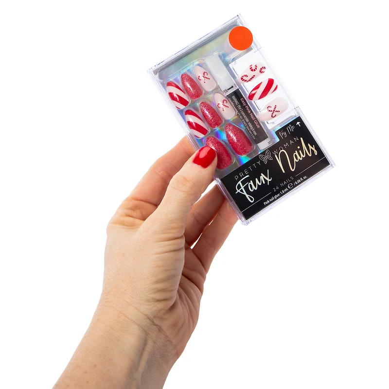 Pretty Woman Holiday Faux Nails 24-Piece Set With Nail Glue