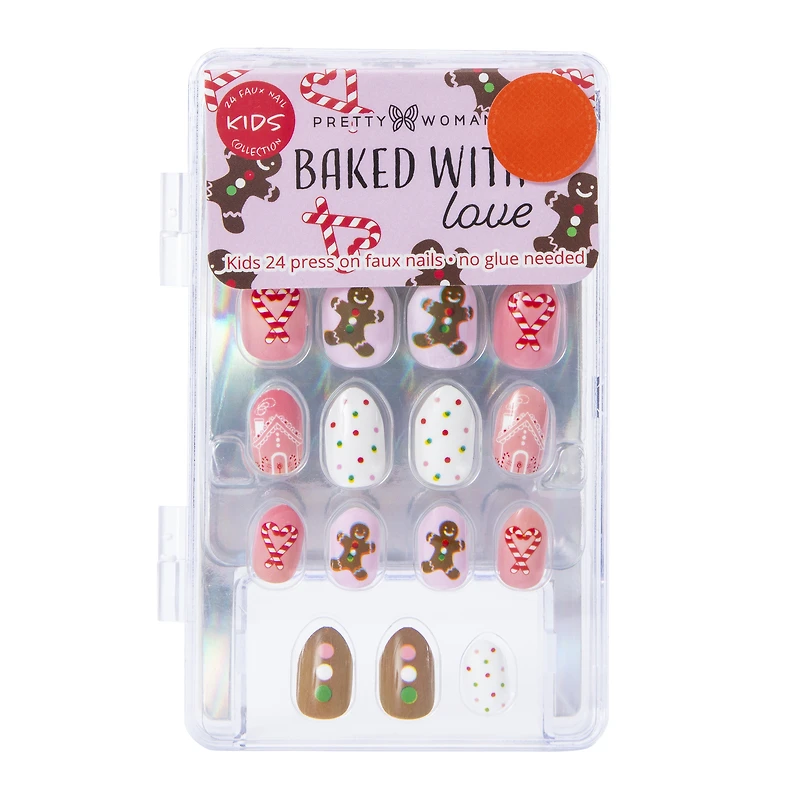 Pretty Woman Kids Press On Holiday Faux Nails 24-Piece Set