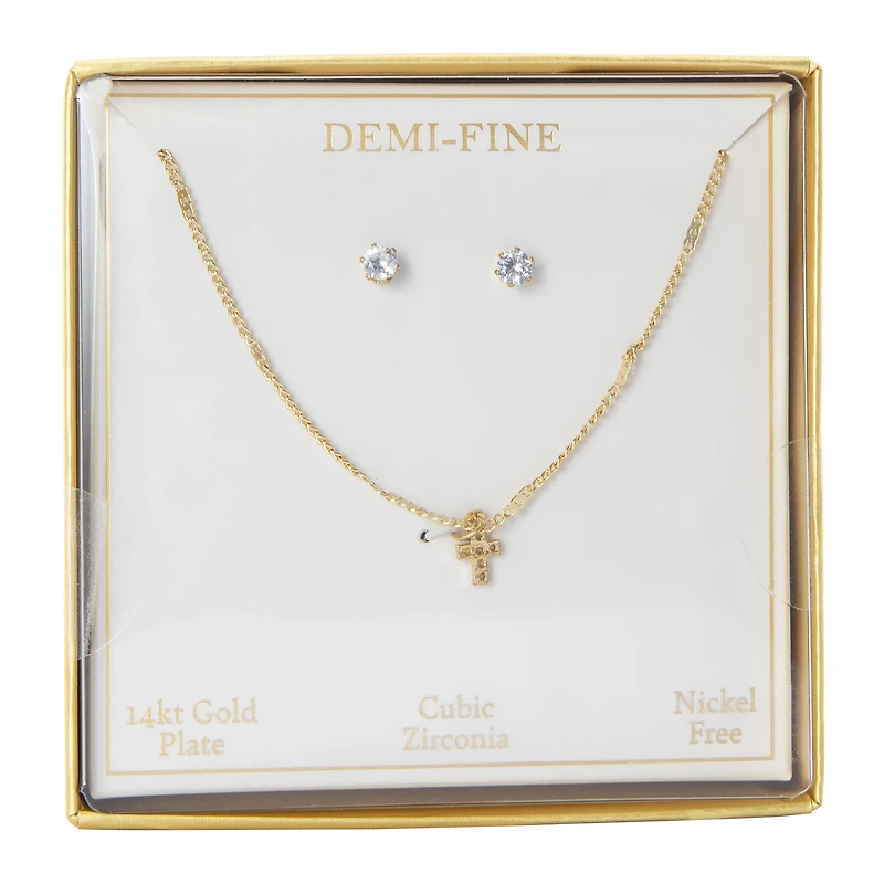 Demi-Fine Gold Necklace & Earrings Set