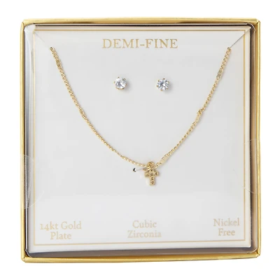 Demi-Fine Gold Necklace & Earrings Set