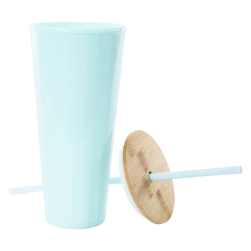 Faceted Tumbler With Bamboo Lid 24oz