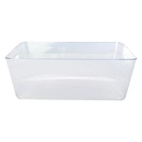 Large Clear Iridescent Ribbed Storage Bin 14in x 10in