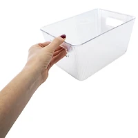 Small Clear Iridescent Ribbed Storage Bin 10in x 7in