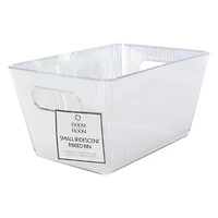 Small Clear Iridescent Ribbed Storage Bin 10in x 7in