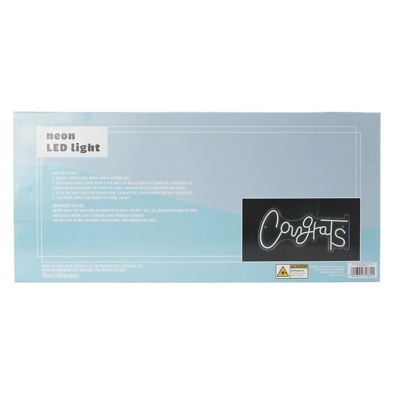 Congrats Neon LED Light 24in x 11.2in