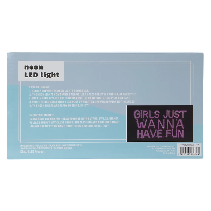 Girls Just Wanna Have Fun Neon LED Light 16in x 8.7