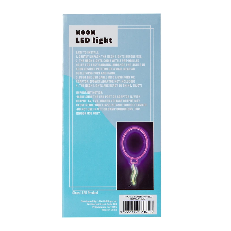 Balloon Neon LED Light 4.7in x 9.8in