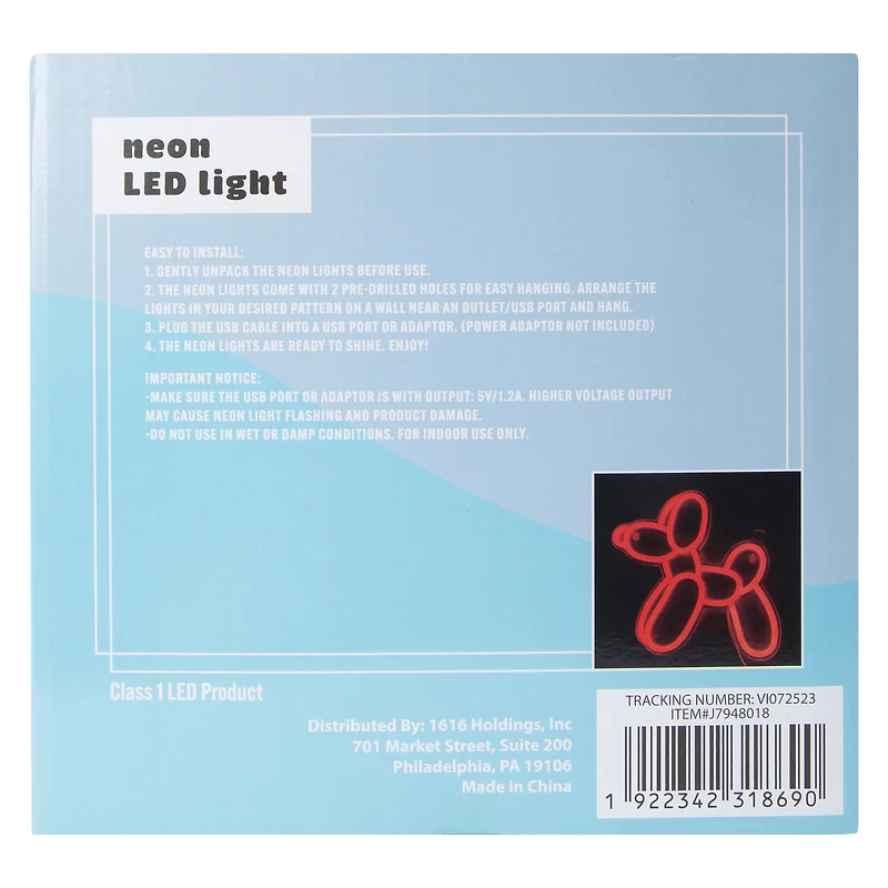 Balloon Dog Neon LED Light 10.2in x 9.6in