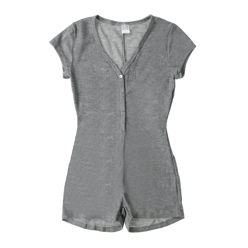 Ribbed V-Neck Lounge Romper