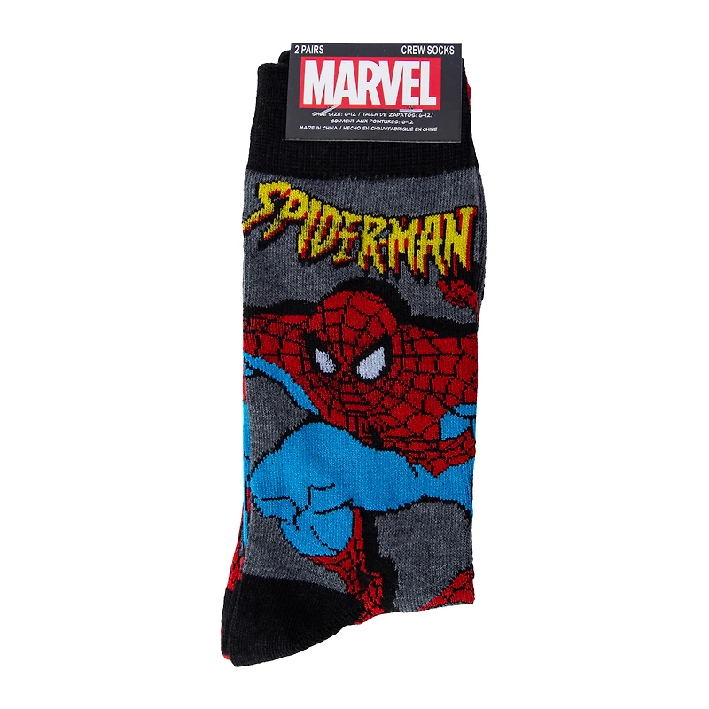 Marvel Spider-Man Mens Crew Socks 2-Pack