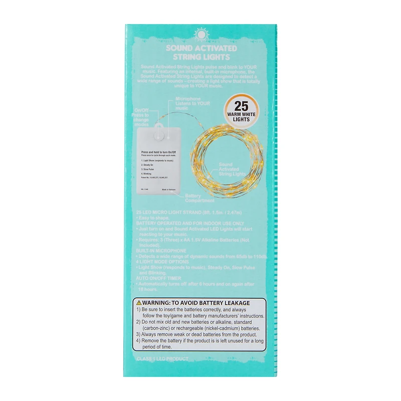 Sound Activated String Lights 8ft