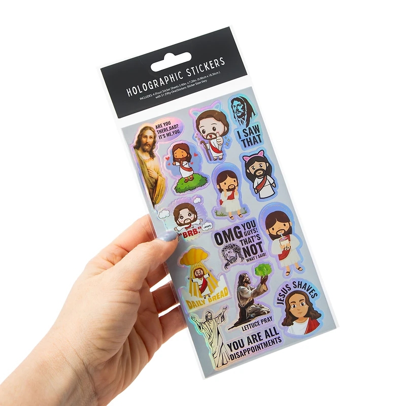 Holographic Jesus Stickers 4-Sheets