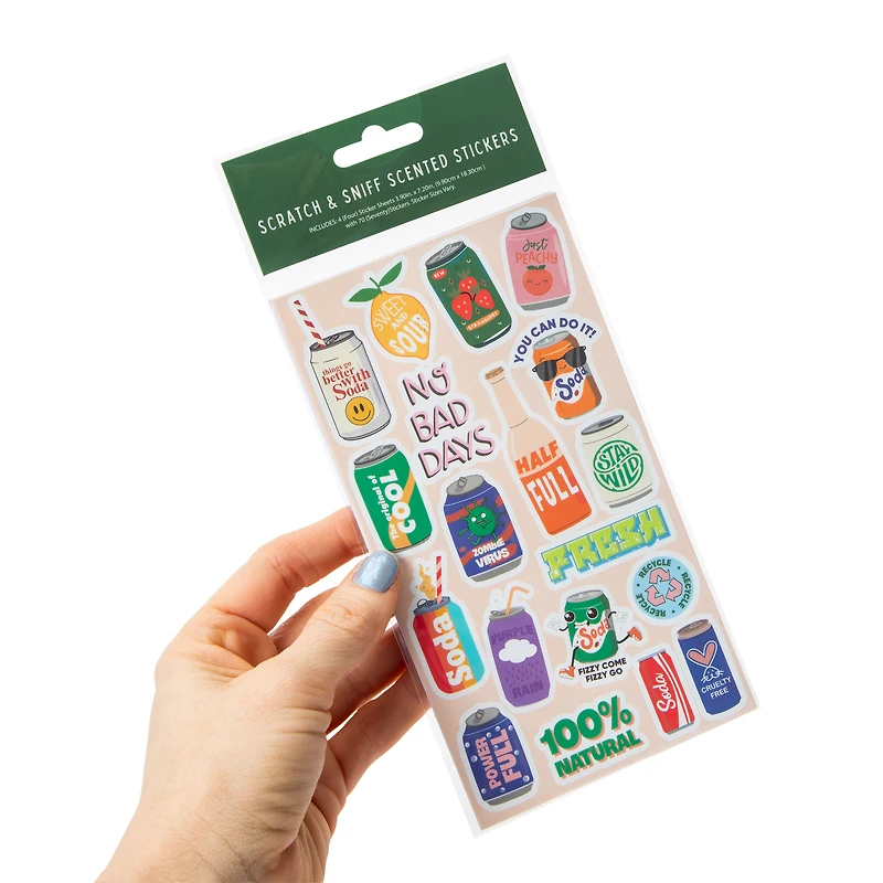 Scratch & Sniff Soda Scented Stickers 4-Sheets