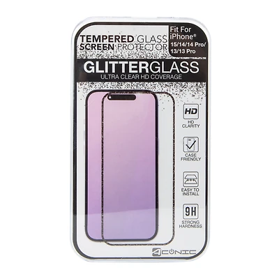 Tempered Glass Glitter Screen Protector For iPhone 15®/14®/14 Pro®/13®/13 Pro®