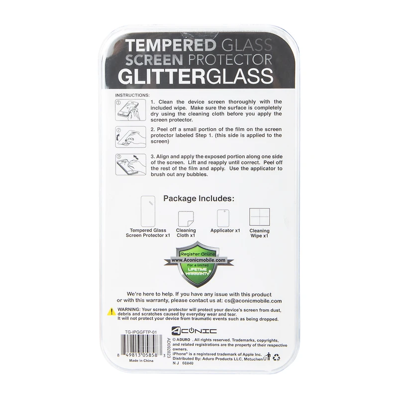 Tempered Glass Glitter Screen Protector For iPhone 15 Plus®/14 Pro Max®