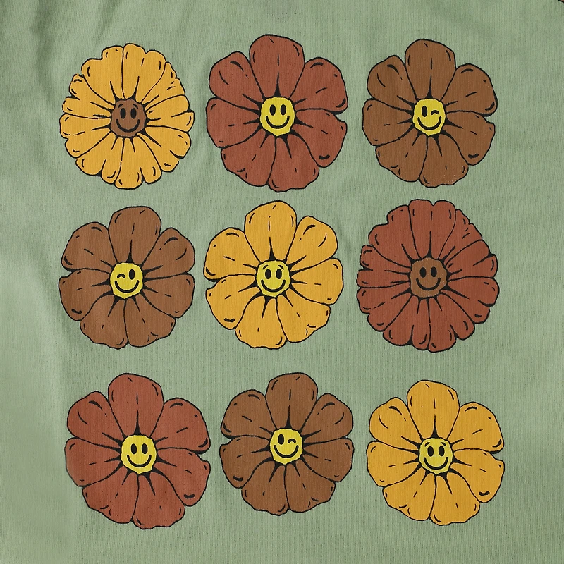 Juniors Daisy Happy Face Graphic Tee