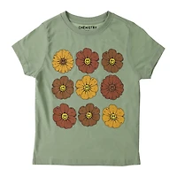 Juniors Daisy Happy Face Graphic Tee