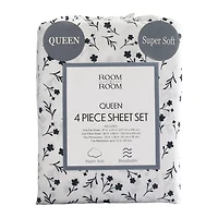 Queen Size 4-Piece Floral Sheet Set