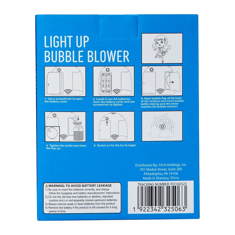 Light Up Rainbow Bubble Blower With Strap