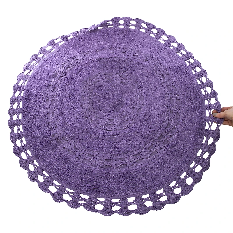 Cotton Crochet Round Rug 32in
