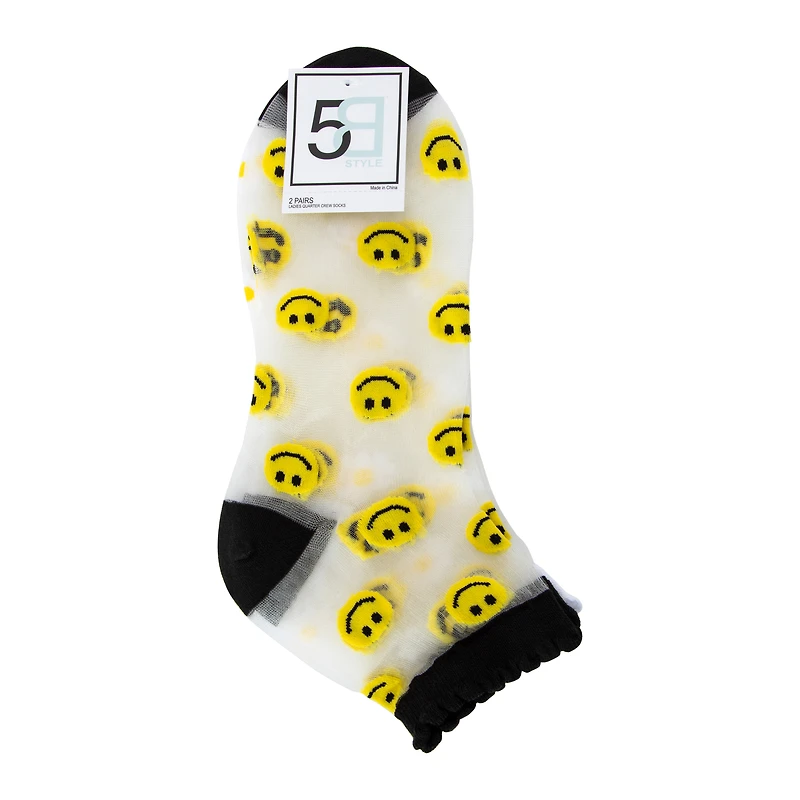 Ladies Sheer Quarter Crew Socks 2-Pack