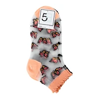 Ladies Sheer Butterfly Quarter Crew Socks 2-Pack