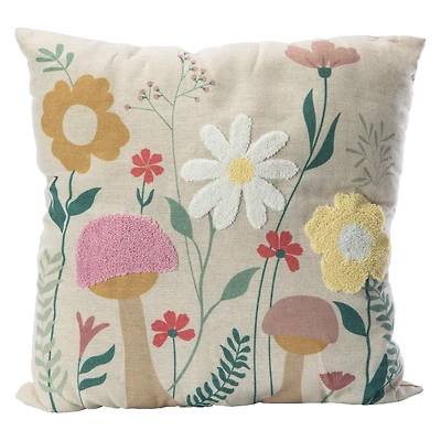 Embroidered Pillow - Floral 16in x 16