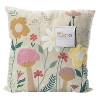 Embroidered Pillow - Floral 16in x 16