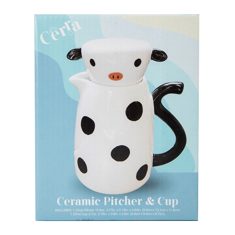 Animal Shaped Ceramic Pitcher & Cup 15.9oz