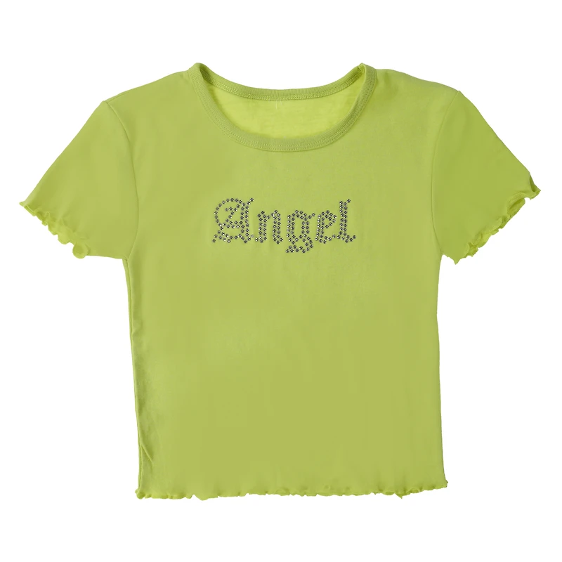 Rhinestone Angel Cropped Tee