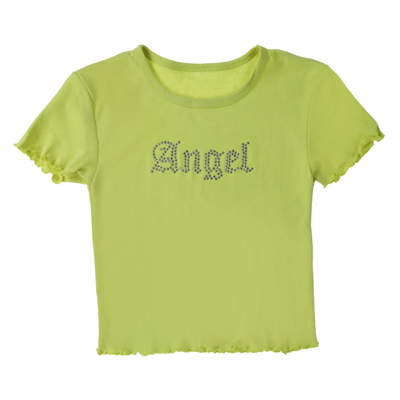 Rhinestone Angel Cropped Tee