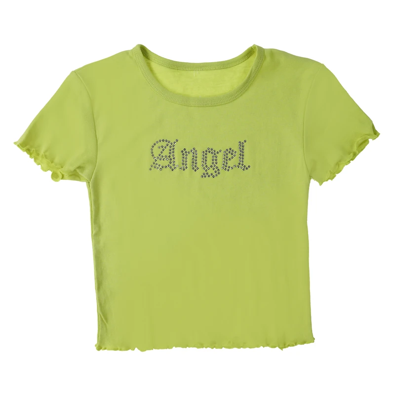 Rhinestone Angel Cropped Tee
