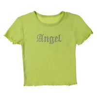 Rhinestone Angel Cropped Tee