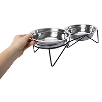 Elevated Double Feeder Pet Food & Water Bowl With