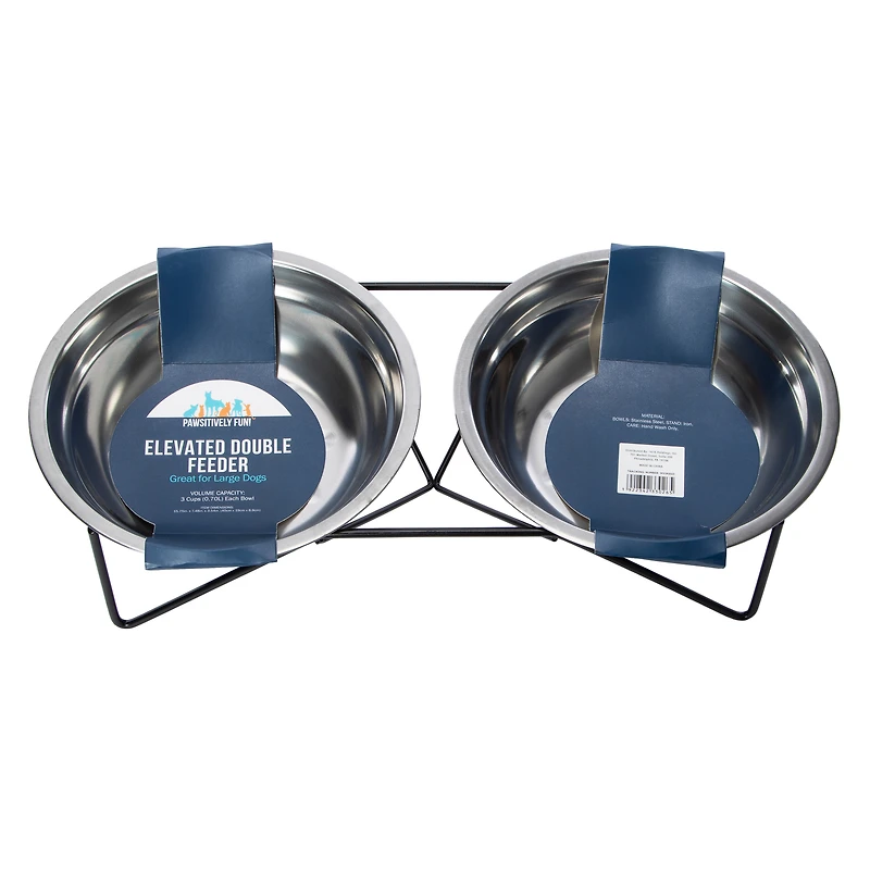 Elevated Double Feeder Pet Food & Water Bowl With