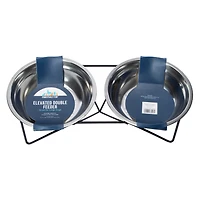Elevated Double Feeder Pet Food & Water Bowl With