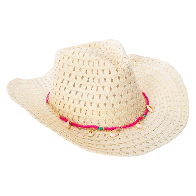 Straw Cowboy Hat With Beads