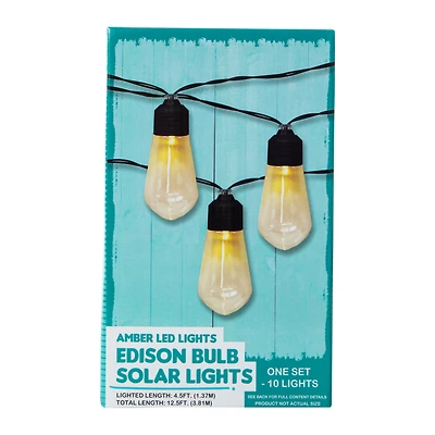 Amber LED Edison Bulb Solar String Lights 12.5ft