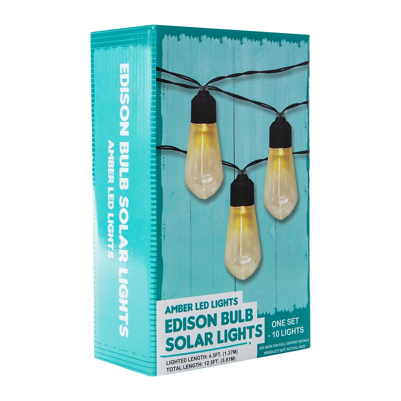 Amber LED Edison Bulb Solar String Lights 12.5ft